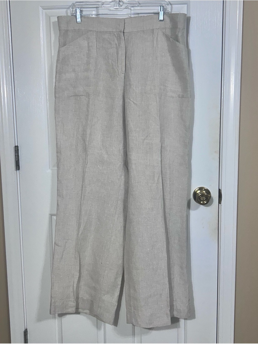 The Riviera Breeze Chico's 100% Linen Wide Leg Pants Beige Size 2.5 Or US 14/16